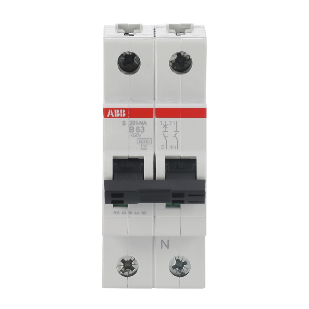 Interruttore Magnetotermico Miniatura S200 1P+N 63A B 6kA Uso Residenziale Industriale