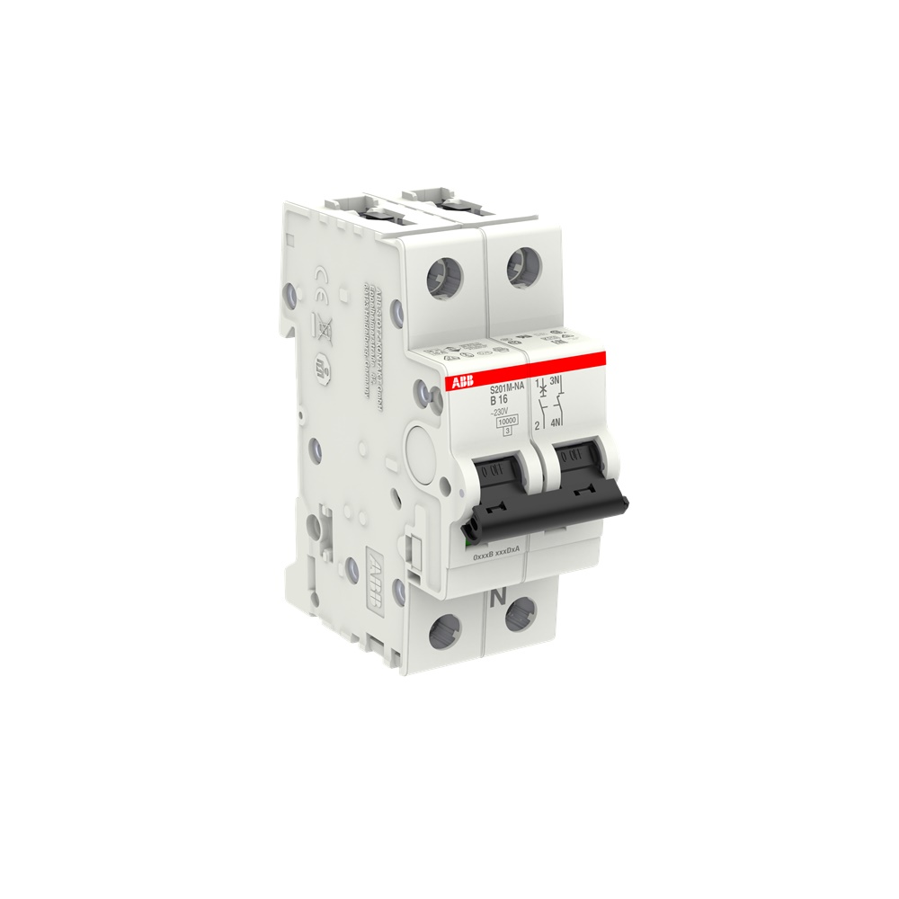 Interruttore Automatico Miniatura S200M 1P+N 16A B 10kA per Uso Residenziale e Industriale