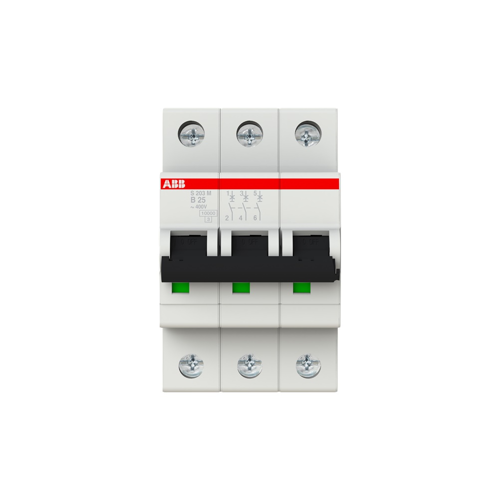 Interruttore automatico Miniature Circuit Breaker S200M 3 poli 25A caratteristica B 10 kA uso residenziale commerciale industriale