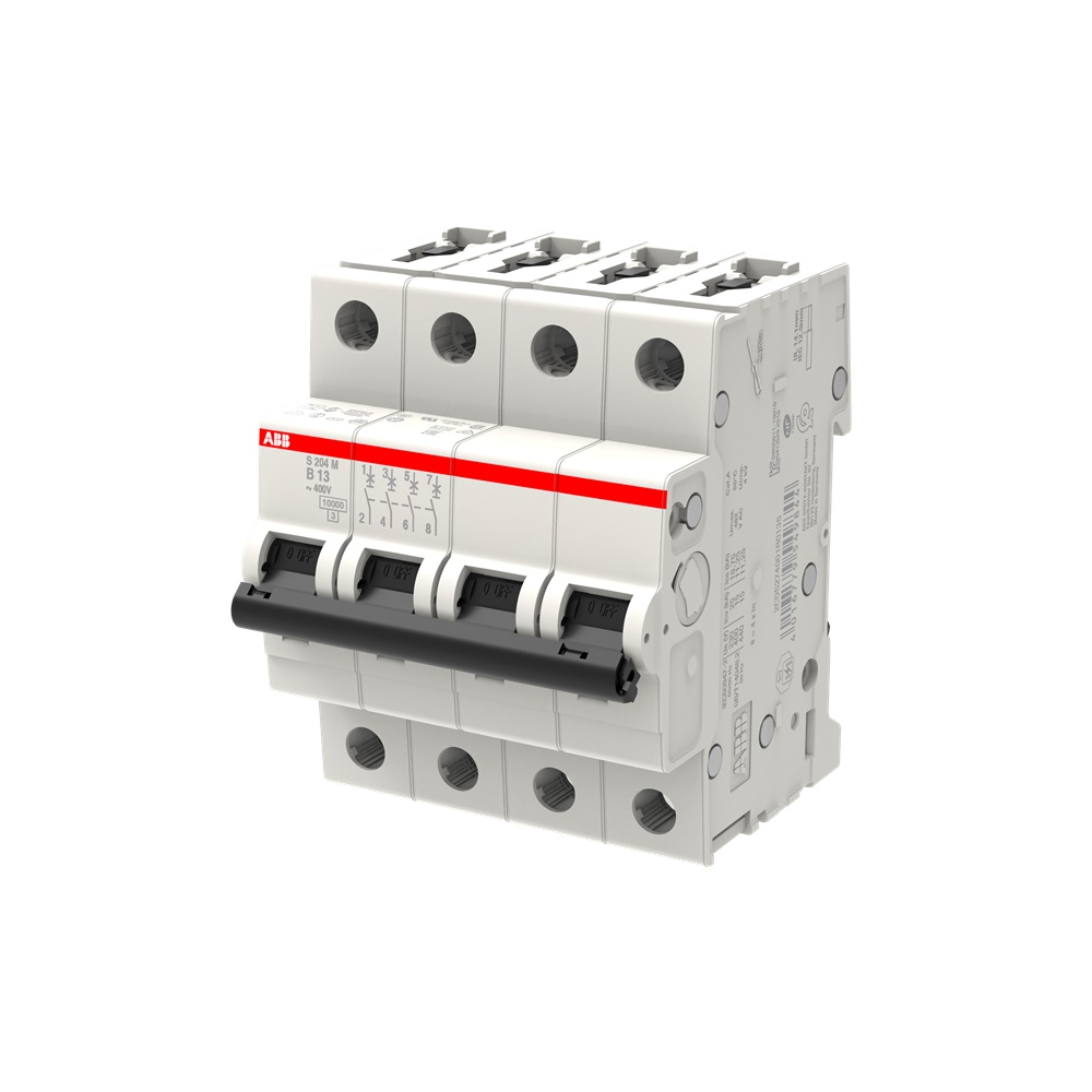 Interruttore Automatico Miniatura S200M 4 Poli 13A Caratteristica B 10kA AC uso Residenziale e Industriale