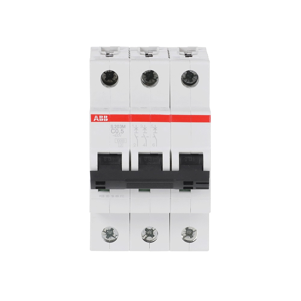 Interruttore Automatico Miniatura S203M C 0,5A 3P 10kA Uso Residenziale Industriale