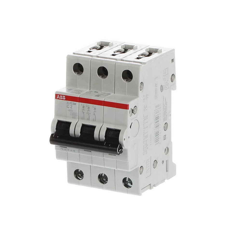 Interruttore automatico miniatura S200M 3 poli 2A curva C 10kA uso residenziale industriale