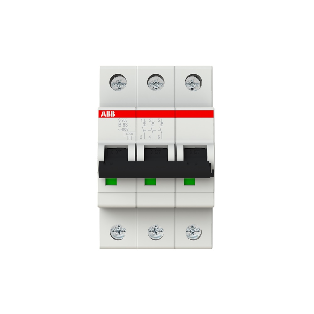 Interruttore Automatico Miniatura S200 3P 63A Tipo B 6kA Uso Industriale e Residenziale