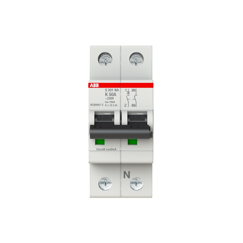 Interruttore Automatico Miniatura S200 1P+N 50A K 6kA uso residenziale e industriale