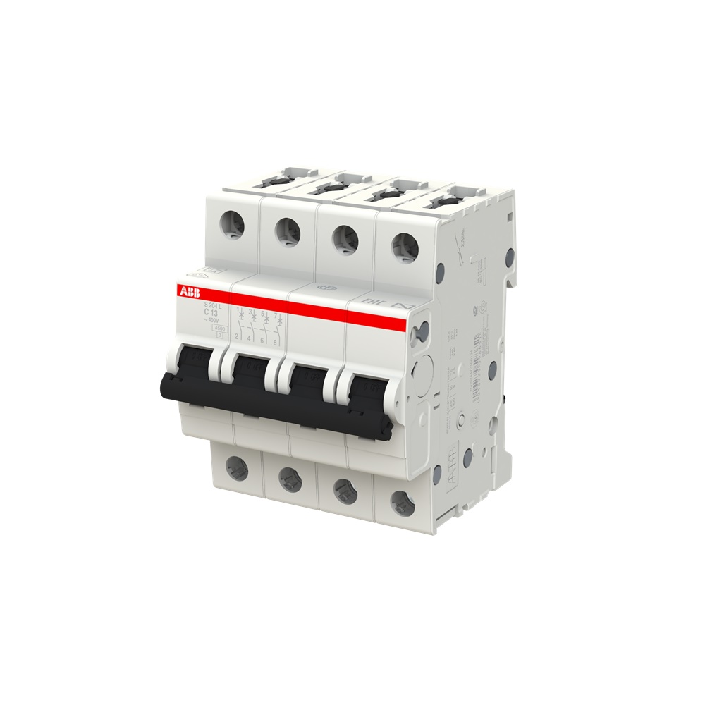 Interruttore automatico Miniature Circuit Breaker S204L 4 poli 13A curva C 4,5kA AC