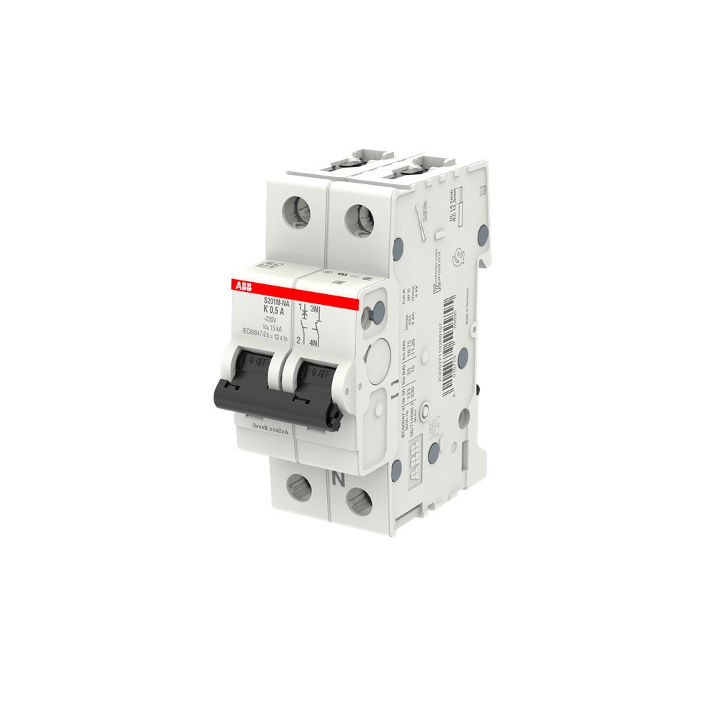 Interruttore Automatico Miniatura S200M 1P+N 0,5A Caratteristica K 10kA Uso Residenziale Industriale
