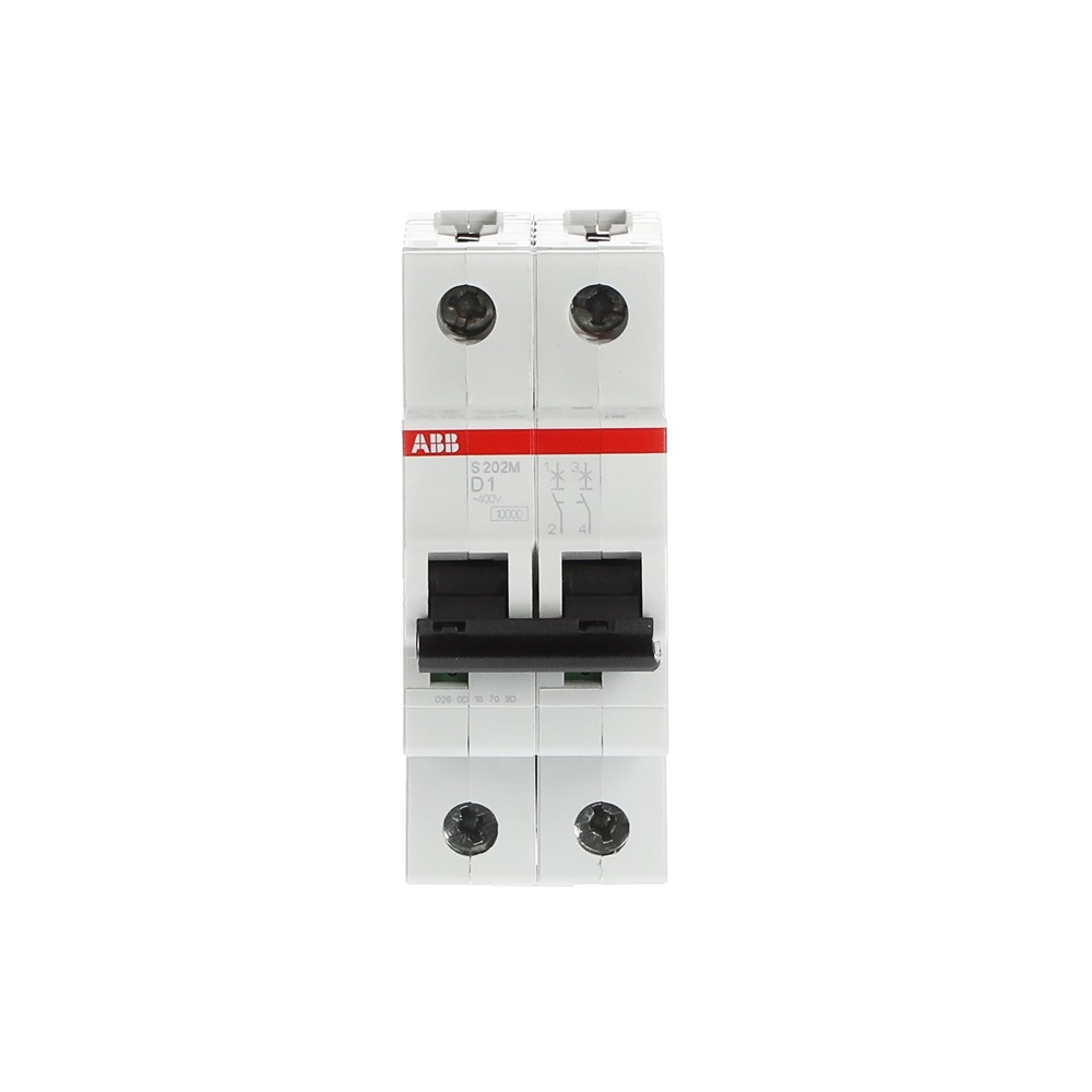 Interruttore automatico miniatura S200M 2 poli 1A caratteristica D 10kA uso residenziale e industriale