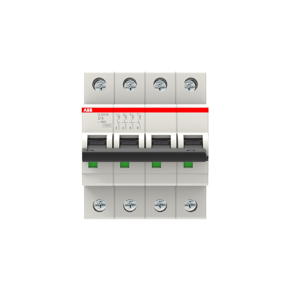 Interruttore automatico modulare S200M 4 poli 6A caratteristica D 10kA uso residenziale industriale
