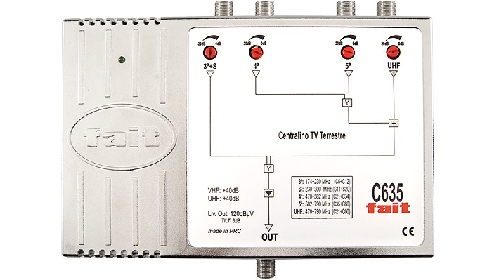 Amplificatore 4 Ingressi 40Db / 120