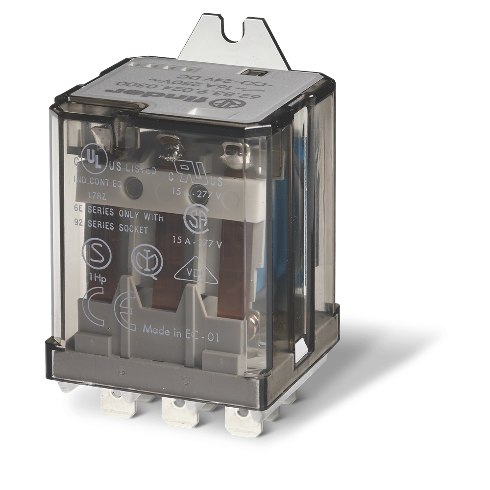 Relè potenza 3 contatti 16A Faston 24V DC automazione industriale