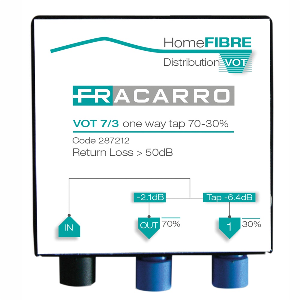 Derivatore ottico VOT70/30 splitter segnale 70/30 indoor fibra ottica