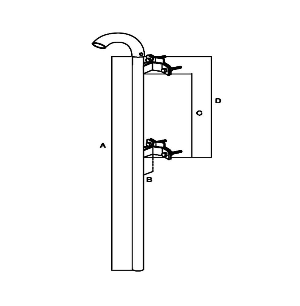 Palo curvo acciaio diametro 40 mm per impianti elettrici