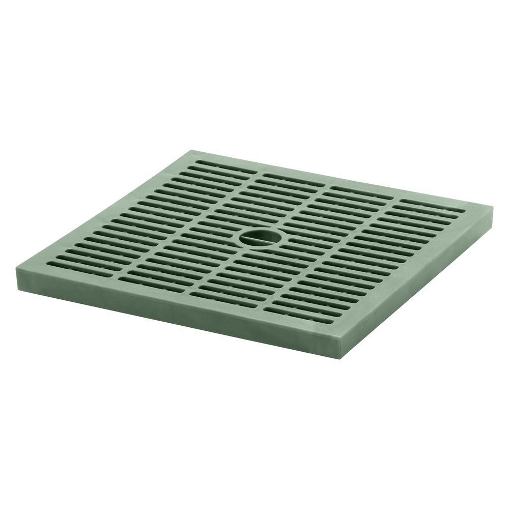Coperchio rettangolare grigliato verde per pozzetti serie PZ, termoplastico resistente, uso impianti elettrici e telecomunicazioni