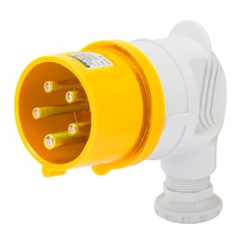 SPINA MOBILE A 90° - IP44 - 3P+T 32A 100-130V 50/60HZ - GIALLO - 4H - CABLAGGIO A VITE