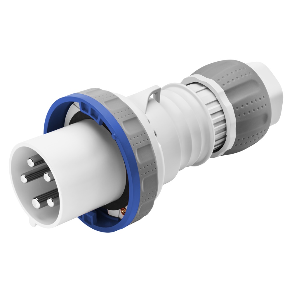 SPINA MOBILE DIRITTA HP - IP66/IP67/IP68/IP69 - 2P+T 125A 200-250V 50/60HZ - BLU - 6H - CABLAGGIO A MANTELLO