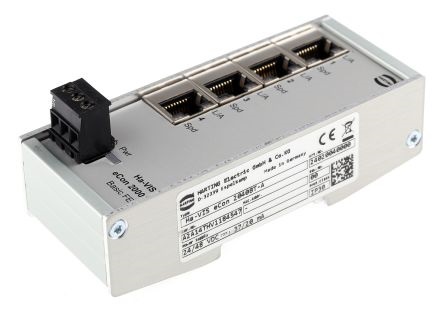 Switch Ethernet Harting 4 porte RJ45 10 Mbit/s 100 Mbit/s montaggio Guida DIN