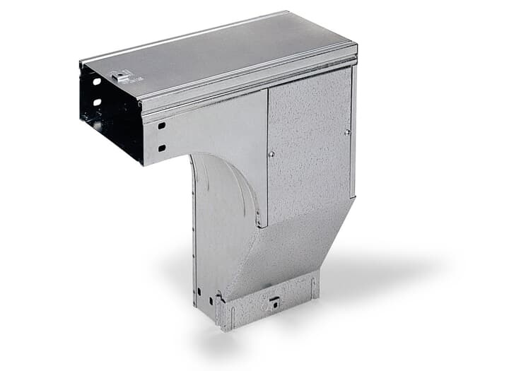 Discesa 90° sinistra lamiera zincata H50x300mm per impianti elettrici