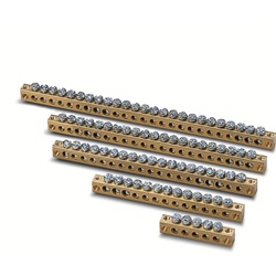 Morsetto elettrico ottone 19 fori Ø4,5mm e 6 fori Ø5,6mm per quadri elettrici