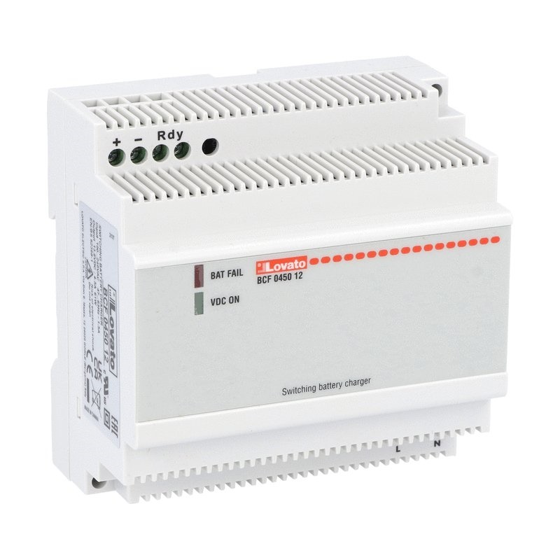 Caricabatterie Switching 4,5A 12VDC modulare per batterie al piombo uso industriale