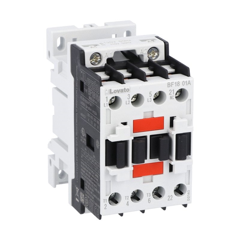 Contattore tripolare 18A AC3 bobina 24VAC 50/60Hz 1NC ausiliari uso industriale