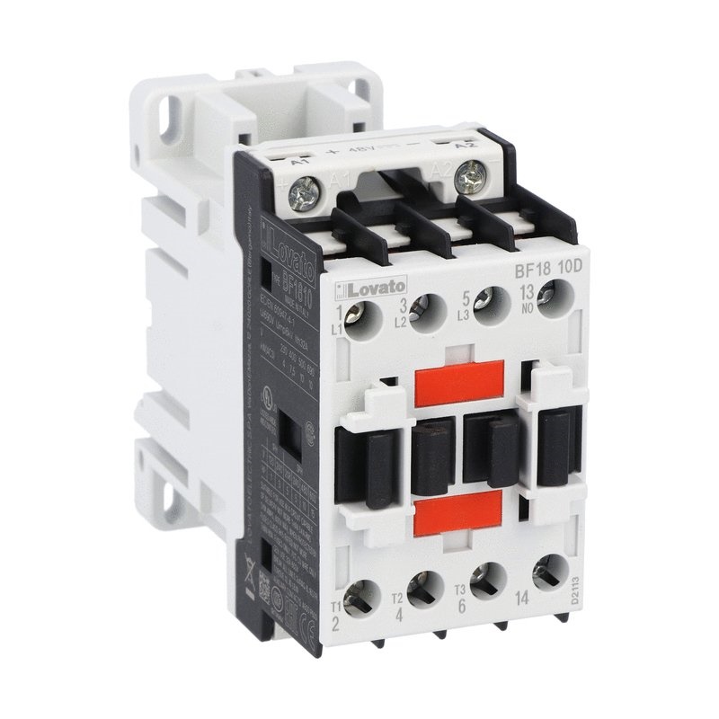 Contattore tripolare 18A AC3 bobina 24V DC 1NA ausiliari uso industriale