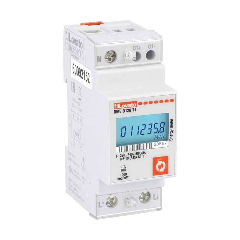 Contatore energia digitale monofase 63A display LCD retroilluminato uscita statica programmazione multimisura uso residenziale e industriale