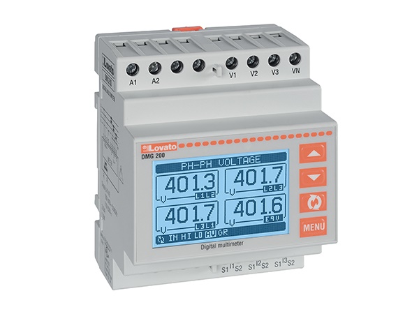 Multimetro digitale modulare LCD grafico 128x80 pixel con RS485 integrata, alimentazione 100-240VAC/110-250VDC, uso industriale