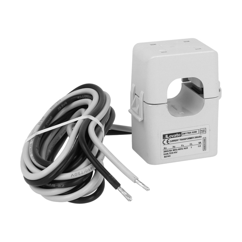 Trasformatore corrente apribile 200A/5A foro 24x24mm compatto precablato