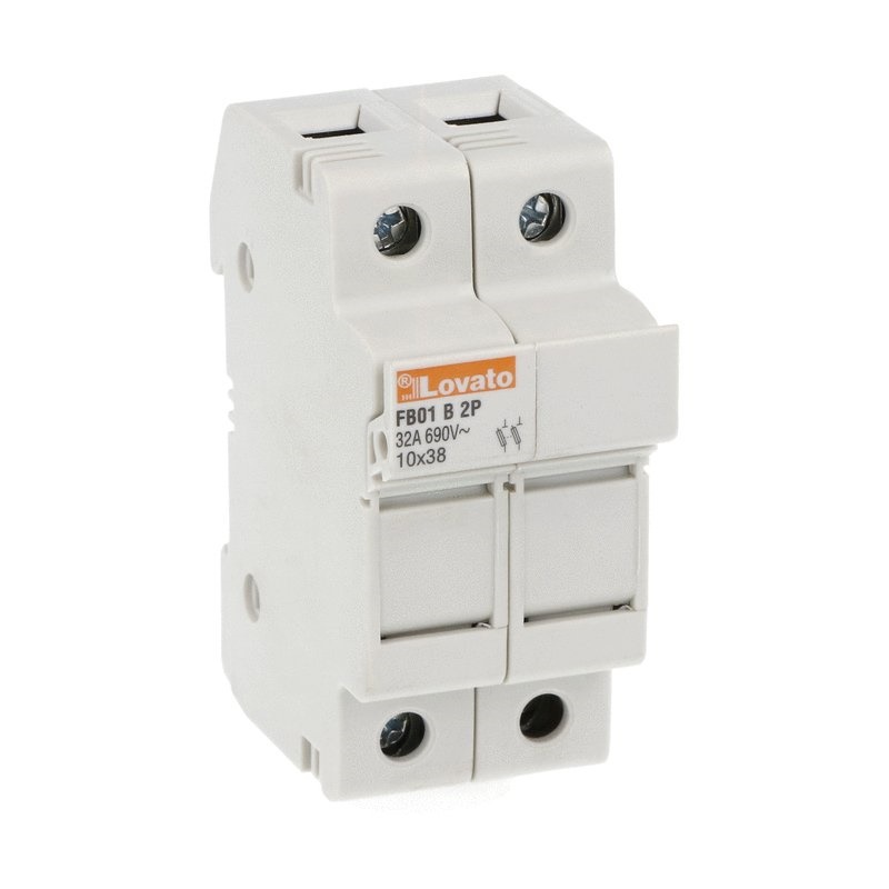 Portafusibili sezionabili 2 poli 10x38mm 32A 690VAC base senza indicatore luminoso 2 moduli