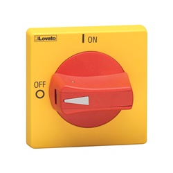 Maniglia blocco porta selettore sporgente giallo/rosso lucchettabile IP65 per quadri elettrici