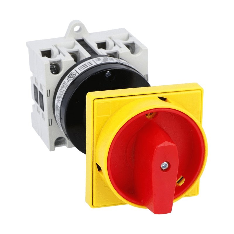 Commutatore a camme tripolare 32A serie GX con blocco portella e lucchetti rosso/giallo per quadri elettrici portatili 65x65
