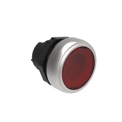 Pulsante luminoso rasato rosso Ø22mm serie Platinum plastica cromata per comando impulsivo