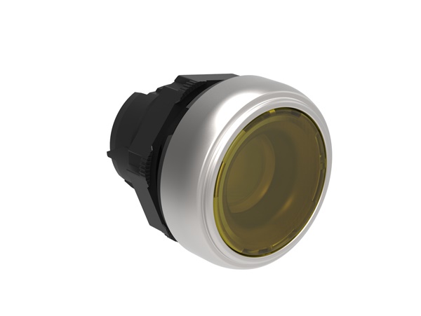 Pulsante luminoso rasato giallo Ø22mm serie Platinum plastica cromata per comando impulsi