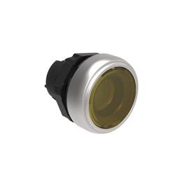 Pulsante luminoso rasato giallo Ø22mm serie Platinum plastica cromata per comando impulsi