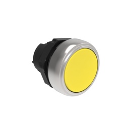 Pulsante rasato giallo Ø22mm serie Platinum plastica cromata per comando impulso