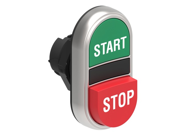 Pulsanti doppi impulso Ø22mm plastica cromata verde rosso START STOP serie Platinum