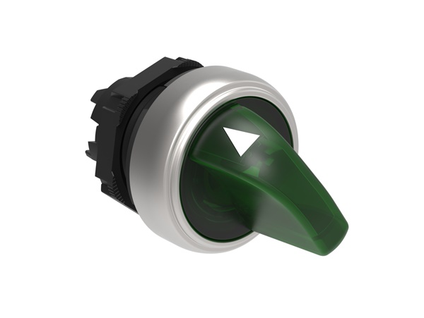 Selettore luminoso verde Ø22mm 2 posizioni 0-1 plastica cromata serie Platinum controllo macchine