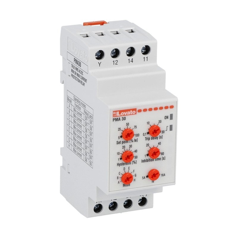 RELE AMPEROMETRICO MONOFASE 24-240VAC/DC MINIMA MASSIMA CORRENTE AC/DC 5A 16A