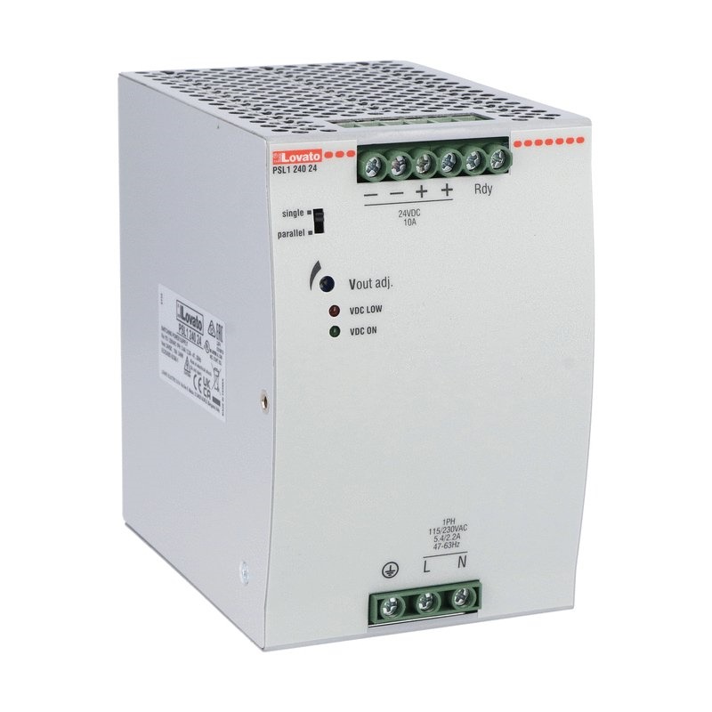 Alimentatore switching 24VDC 240W 10A fissaggio guida DIN monofase