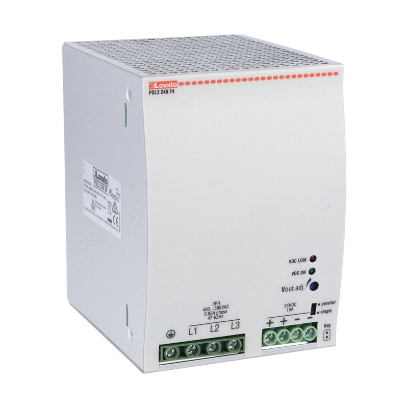 Alimentatore switching trifase 400-500VAC 24VDC 240W fissaggio guida DIN