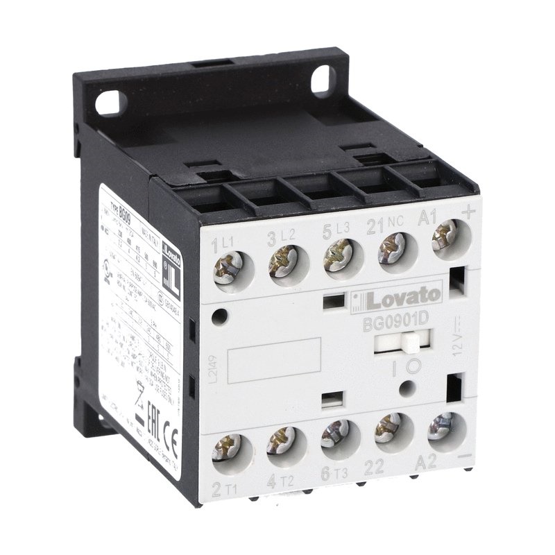 Contattore tripolare 3P+1NC 9A AC3 bobina 48VDC uso industriale