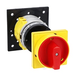 Commutatore a camme 4 poli 63A blocco portella e lucchetto rosso/giallo per uso industriale