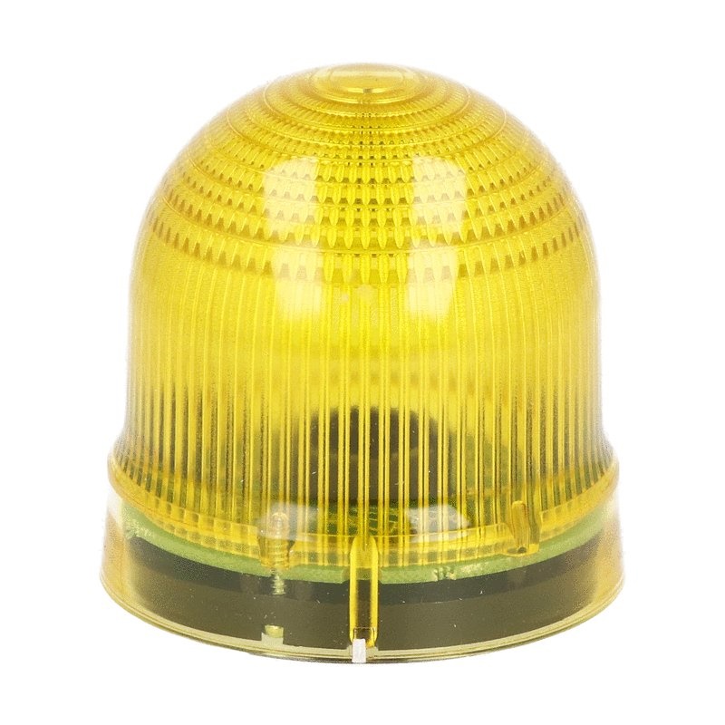 Segnalatore luminoso giallo lampeggiante 12-48VAC/DC attacco BA15D Ø62mm uso industriale