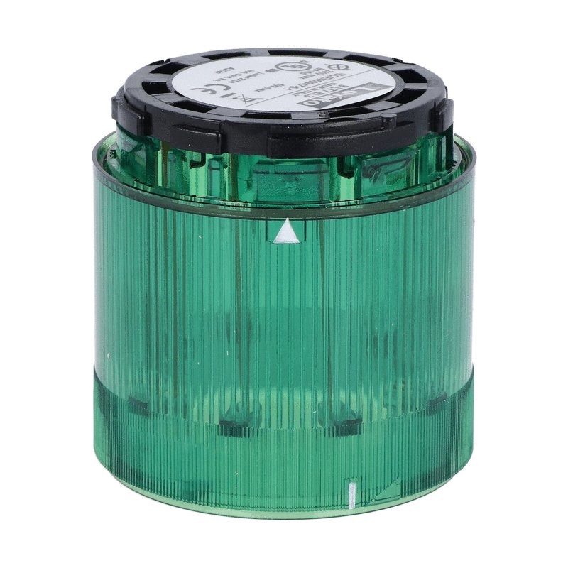 Modulo luminoso lampeggiante verde 24VAC/DC attacco BA15D Ø70mm per segnalazione industriale