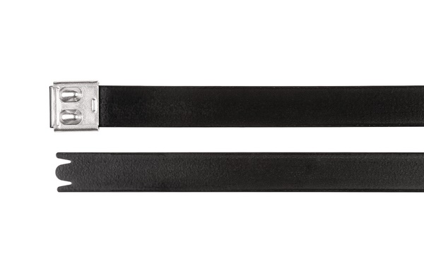 Fascetta inox AISI 316 rivestita poliestere 681x16 MBT27UHFC uso industriale resistente corrosione e fuoco
