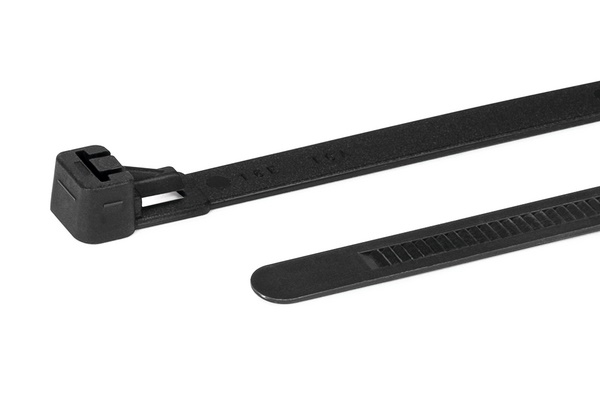 Fascetta riapribile 250x7,5 mm nera riutilizzabile per applicazioni con aperture frequenti