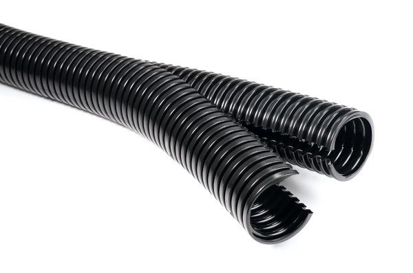Tubo corrugato aperto PA6 ø54mm 25m riapribile resistente abrasione nero per impianti e macchinari