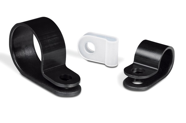 P-Clip poliammide PA66HS nero 3,2mm resistente alte temperature fissaggio cavi aeronautico aerospaziale