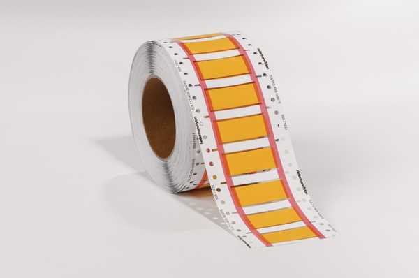 Marcacavo termorestringente UL Ladder 3:1 pretranciato bianco/giallo per cablaggio professionale