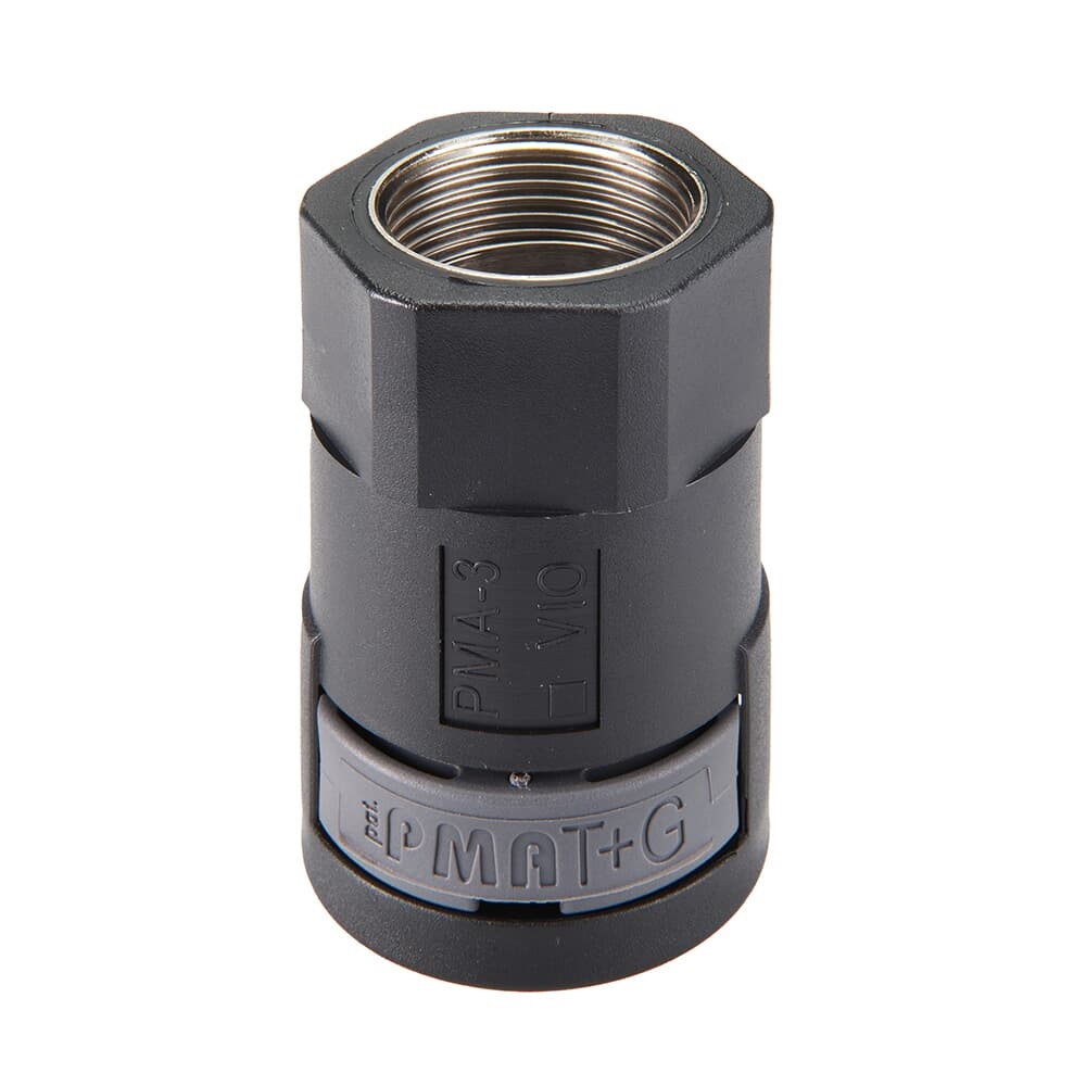 Raccordo elettrico DN12 filettatura PG11 femmina PA6 con inserto ottone nichelato IP68 nero per impianti elettrici robusti